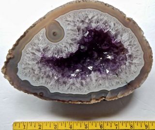Large Amethyst Purple Geode Crystal Stone From Brazil 8 - 3/4 " 5 Lbs.