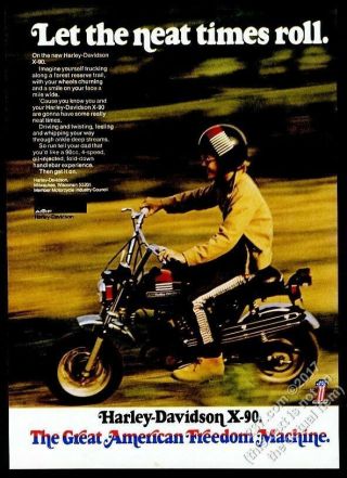 1973 Harley Davidson X - 90 Motorcycle Photo Vintage Print Ad