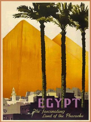 Egypt Land Of Pharoahs Pyramids Vintage Egyptian Travel Advertisement Art Poster