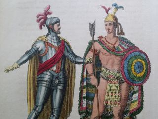 1820s Montezuma (mexican Emperor) & Hernan Cortez (spanish Conquistador) Print