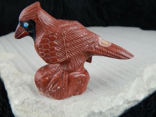 Cardinal Bird Zuni Fetish Carving - Derrick Kaamasee