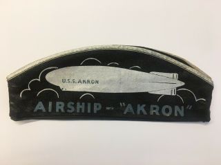 1930 ' s USS Akron Airship Souvenir Akron Airport hat _ Goodyear Zeppelin OHIO 2
