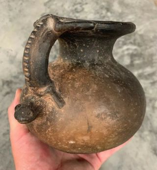 5.  5” Tall Pre Columbian Pottery Effigy Gecko Jar