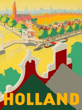 Holland Dutch Neerlandis Netherlands Vintage Travel Advertisement Art Poster