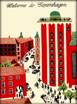 Welcome To Copenhagen Denmark Scandinavia Vintage Travel Advertisement Poster
