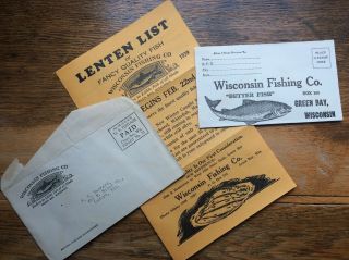 Vintage 1939 Wisconsin Fishing Co.  Green Bay Order Form & Price List Lenten List