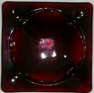 Vintage Royal Ruby Red 4 - 5/8 " Square Glass Ashtray
