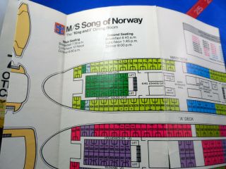 1973 Royal Caribbean M/s Song Of Norway Deck Plan Brochure Caribbean Cruise Ship