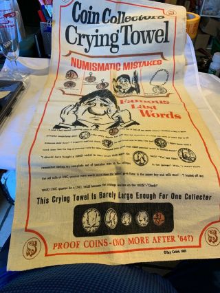 Vintage 1965 Coin Collectors Crying Towel Numismatic Mistakes