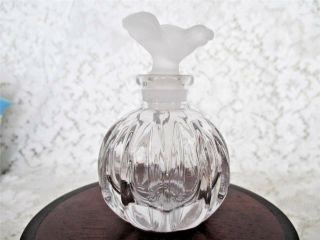 Vintage Clear Cut Crystal Perfume Bottle W Frosted Glass Dove Top