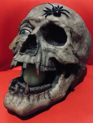 Vintage Halloween Life Size Vampire Skull Prop Decoration Battery - Operated