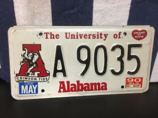1990 Alabama License Plate (university Of Alabama)