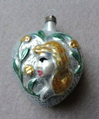 Antique German Glass Christmas Ornament - Woman - 1940s