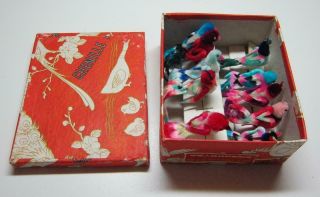 Vintage 10 Chenille Easter Colorful Birds Boxed Tree Decoration 1960s