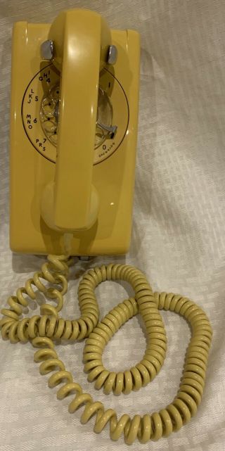 Vintage 1965 Western Electric Bell System 554 Rotary Wall Phone Yellow -
