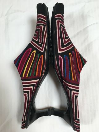 Kuna Prints Mola Heels Mules Shoes Wearable Art Women’s Size 38