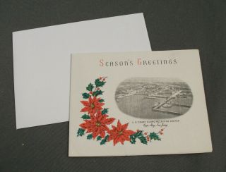 Vintage World War Ii Christmas Card & Envelope - Us Coast Guard Cape May - 4a 91