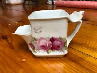 Antique German Porcelain Shaving Mug 248 with rose decor all 3