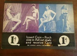 Exhibit Supply Co Card Vendor Machine 1 Cent Display Pinup Arcade Strippers