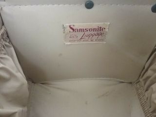 White Samsonite Makeup Train Case Luggage Carry On w/mirror & key vintage 3