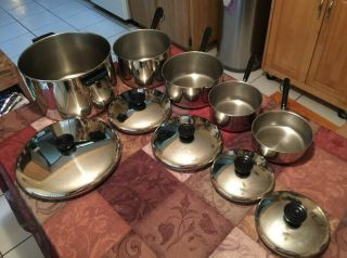 Vintage 1801 Revere Ware 10 Pc Set Copper - Bottom Cookware Made In Usa