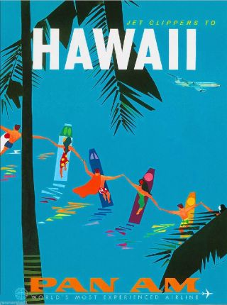 Jet Clippers Hawaii To Hawaii Pan Am United States Vintage Travel Poster