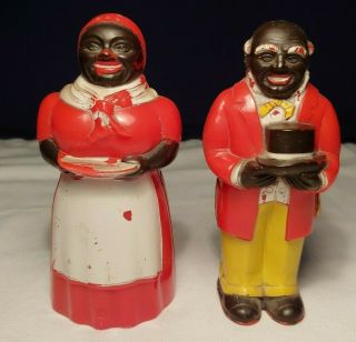 Vintage Aunt Jemima And Uncle Mose Salt And Pepper Shakers 5.  5 " Black Americana