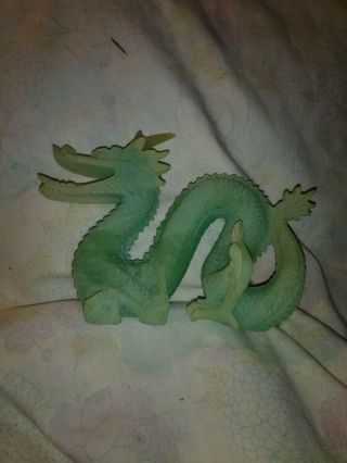 Dragon Figurine Medieval Legends Glow - In - The - Dark Jade Green Resin Mythical 5 "