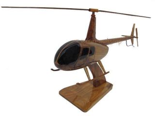 R44 R - 44 Robinson 44 Raven Pilot Mahogany Wood Wooden Helicopter Model