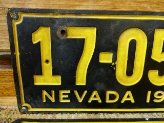 Rare MATCHED Vintage 1926 Nevada State License Plates Black & Gold 3