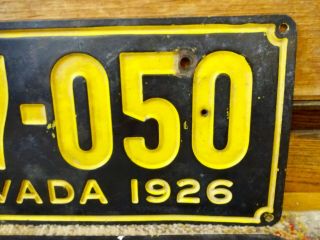 Rare MATCHED Vintage 1926 Nevada State License Plates Black & Gold 4