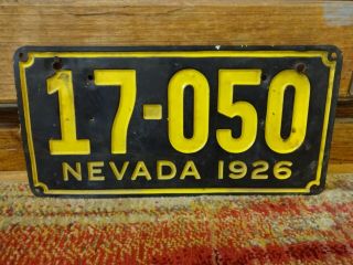 Rare MATCHED Vintage 1926 Nevada State License Plates Black & Gold 5