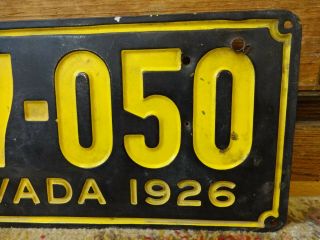 Rare MATCHED Vintage 1926 Nevada State License Plates Black & Gold 7