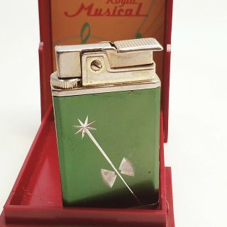 Royal Musical Cigarette Lighter Gas W Music Box Func W Box Vintage Retro 1970 