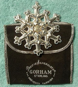 Vintage 1981 Gorham Sterling Silver Snowflake Christmas Ornament Gold Year Mark