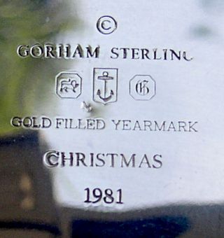 Vintage 1981 Gorham Sterling Silver Snowflake Christmas Ornament Gold Year Mark 3