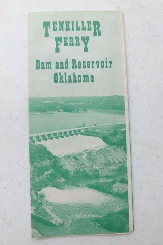 Vintage 1969 Tenkiller Ferry Dam Brochure Map Muskogee Oklahoma Illinois River