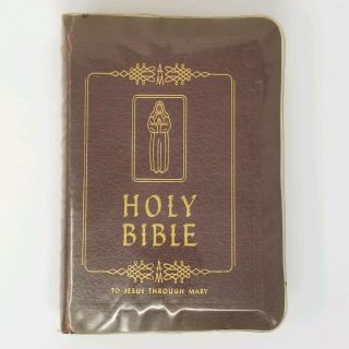 Vintage Catholic Bible Marian Rosary Edition To Jesus Through Mary Illust Family