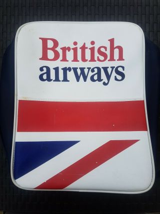Vintage British Airways Ba Vinyl Flight Cabin Travel Shoulder Bag.