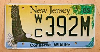 Jersey Conserve Wildlife Bald Eagle License Plate " Wc 392 M " Nj