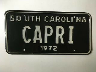Vanity License Plate Capri Mercury 1972 South Carolina Italy Low $3.  99