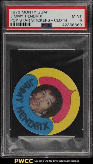 1972 Monty Gum Pop Star Stickers Cloth Jimmy Hendrix Psa 9 (pwcc)