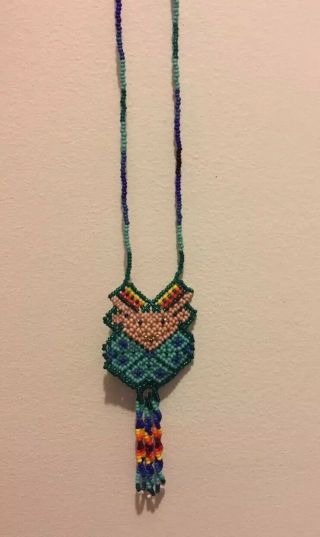 Huichol Necklace Beaded Peyote Multicolor Mexican Folk Art Handmade