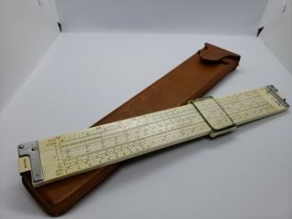 Vintage Keuffel & Esser Co.  Ny Slide Ruler In Leather Case Made In Usa