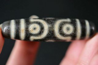 Antique Pure Feng Shui Agate Old Tibetan Dzi Bead Prayer Pendant " 6 Eyes” J16