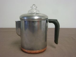 Vintage Revere Ware Copper Clad 6 Cup Stove Top Coffee Pot Percolator Fire King