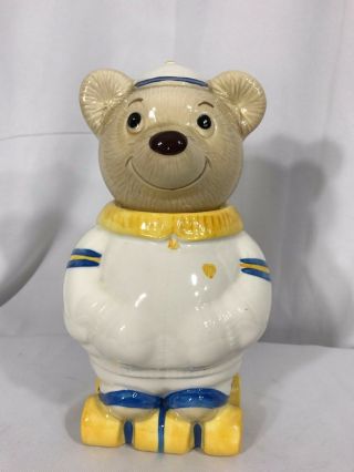 Metlox Pottery Poppy Trail Roller Skates Bear Cookie Jar Blue And Yellow