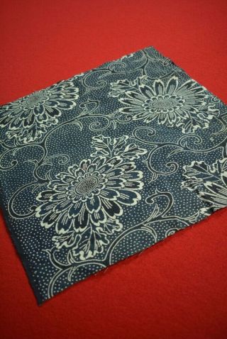 Yz59/40 Vintage Japanese Fabric Cotton Antique Boro Indigo Blue Katazome 13 "