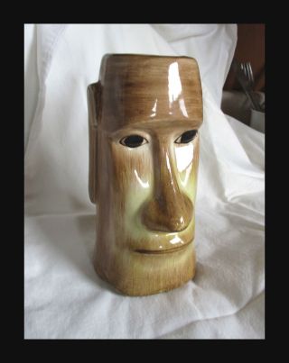 1 Large Vintage Easter Island Head Otagiri Japan Hawaiian Tiki Mug Glasses