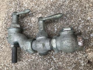 Antique Bowser Pre Visible Gas Pump,  Oil Pump Brass 3 Valve Tag Not 4